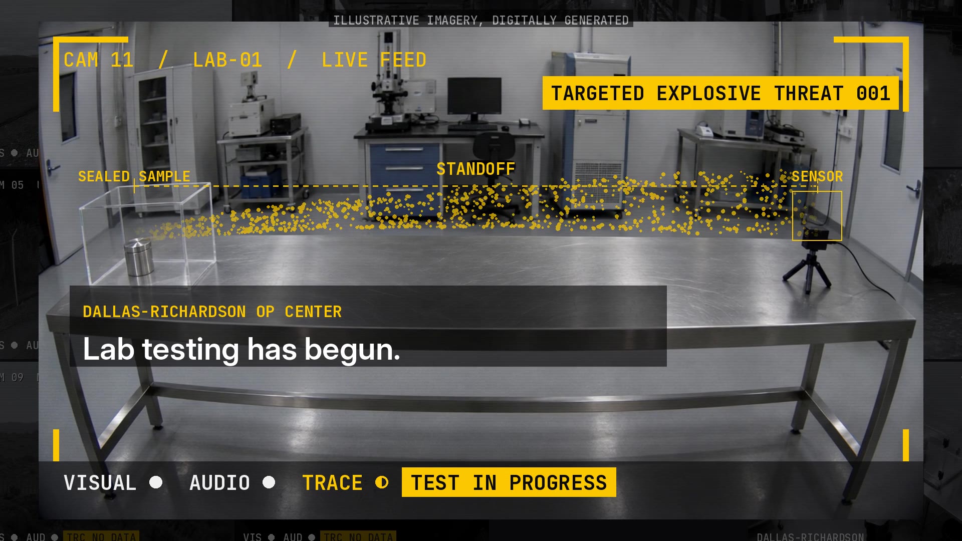 NanoAi Sensor Testing Begins on Explosive Threat 001 as The Pentagon Announces it is Building a New Command for Autonomous Warfare. Illustrative imagery, digitally generated.